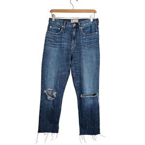 Everlane The Summer Jean Straight Leg Raw Hem Distressed Ripped Denim Women 26R